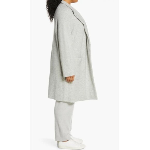 Vince Clean-Edge Wool-Blend Cardigan Coat, Light Heather Grey - Picture 3 of 4
